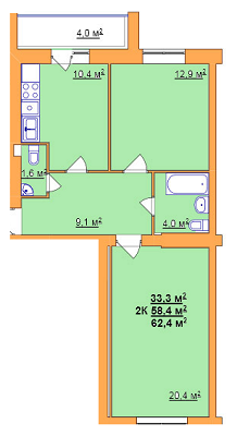 2-кімнатна 62.4 м² в ЖК на вул. Джона Леннона, 37 від забудовника, Львів