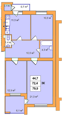 3-комнатная 79.9 м² в ЖК на ул. Джона Леннона, 37 от застройщика, Львов