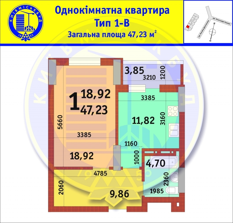 1-комнатная 47.23 м² в ЖК Драгоманова от застройщика, Киев