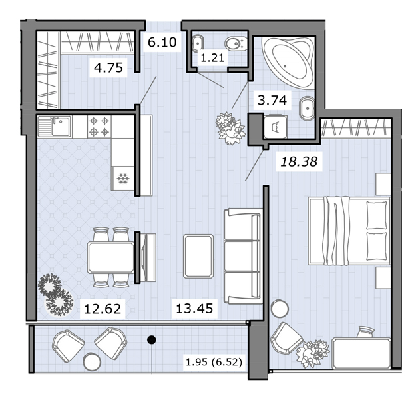 2-комнатная 62.2 м² в ЖК на ул. Ефремова, 26 от 33 280 грн/м², Львов