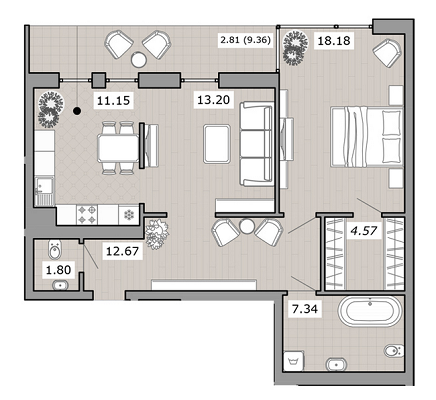 2-комнатная 71.73 м² в ЖК на ул. Ефремова, 26 от 33 280 грн/м², Львов