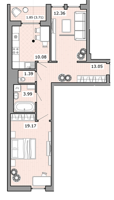 2-комнатная 61.89 м² в ЖК на ул. Ефремова, 26 от 33 280 грн/м², Львов