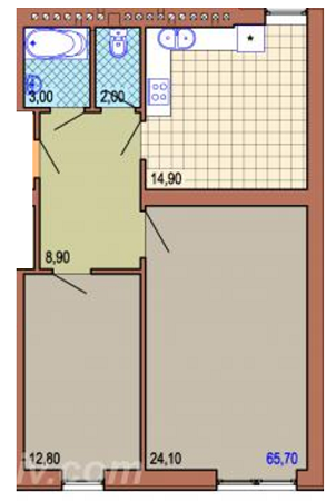 2-кімнатна 65.7 м² в ЖК на вул. Корсунська, 4 від забудовника, Львів