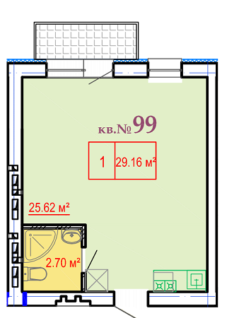 1-кімнатна 29.16 м² в ЖК на вул. Косарєва (Соколова), 25 від 12 900 грн/м², Харків