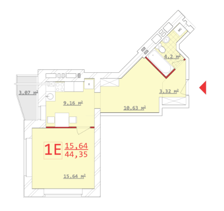 1-кімнатна 44.35 м² в ЖБК Новий дім на вул. Котлова від 17 900 грн/м², Харків