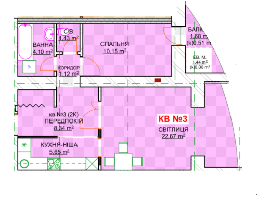 2-кімнатна 56.59 м² в ЖК Леваневського від 18 500 грн/м², м. Біла Церква