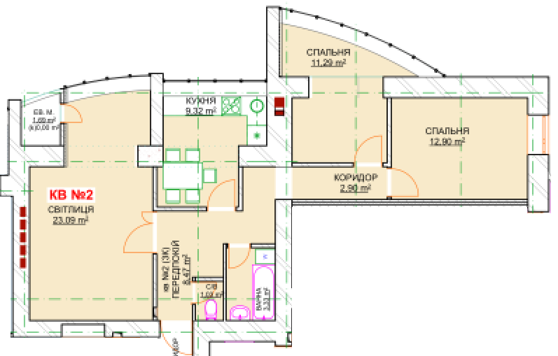 2-кімнатна 82.07 м² в ЖК Леваневського від 18 500 грн/м², м. Біла Церква