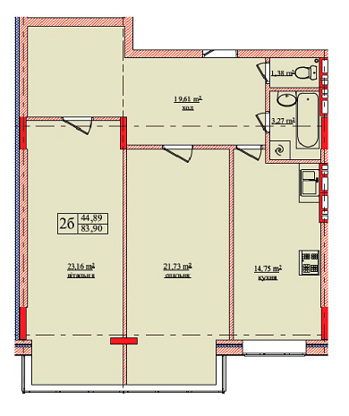 2-кімнатна 83.9 м² в ЖК на вул. Нововокзальна, 69-75 від 25 000 грн/м², Київ