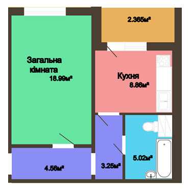 1-комнатная 43.05 м² в ЖК на ул. Параджанова, 1 от застройщика, с. Россошенцы