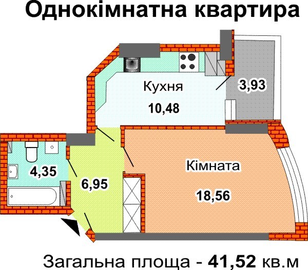 1-кімнатна 41.52 м² в ЖК на вул. Ревуцького, 7В від забудовника, Київ