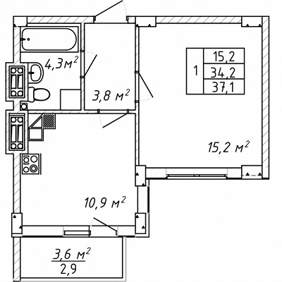 1-комнатная 37.1 м² в ЖК на ул. Святослава Рихтера (Щорса), 148/2 от застройщика, Одесса