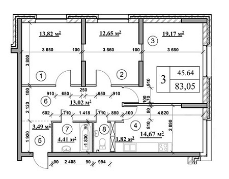 3-комнатная 83.05 м² в ЖК на ул. Соломенская, 20А от застройщика, Киев