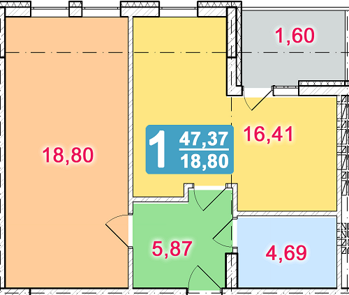 1-кімнатна 47.37 м² в ЖК на вул. Уляни Кравченко, 13 від забудовника, Львів