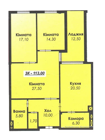 3-кімнатна 113 м² в ЖК на вул. Хотинська, 43А від забудовника, Чернівці