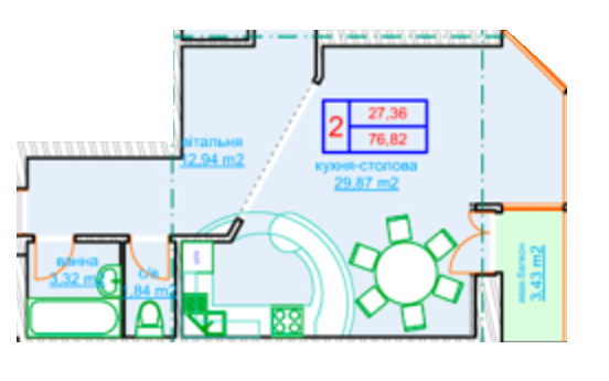 2-комнатная 76.82 м² в ЖК на ул. Шолом Алейхема, 37 от застройщика, г. Белая Церковь
