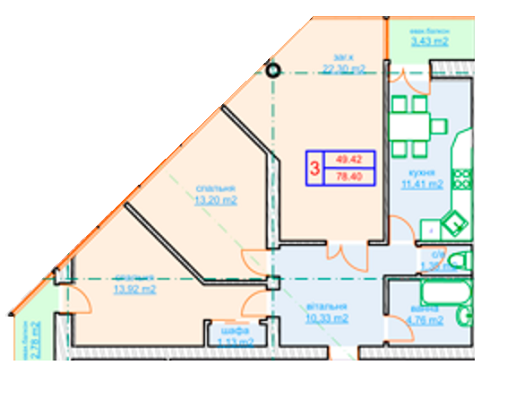 3-комнатная 78.43 м² в ЖК на ул. Шолом Алейхема, 37 от застройщика, г. Белая Церковь