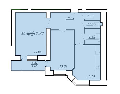 2-кімнатна 63.01 м² в ЖК на вул. Яреми, 12 від 11 500 грн/м², Тернопіль