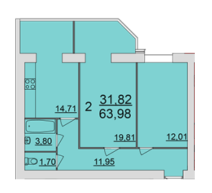 2-комнатная 63.98 м² в ЖК Набережний квартал от застройщика, Винница