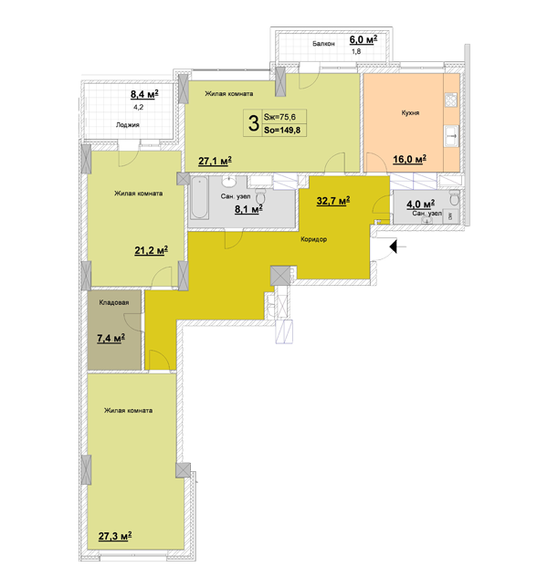 3-комнатная 149.8 м² в ЖК Новопечерские Липки от 65 090 грн/м², Киев