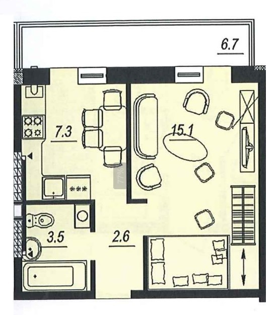 1-комнатная 35.2 м² в ЖК Новый Люстдорф от застройщика, Одесса