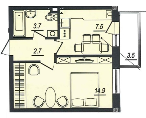 1-кімнатна 32.3 м² в ЖК Новий Люстдорф від забудовника, Одеса