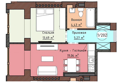 1-кімнатна 42.45 м² в ЖК Одеська Чайка (Плієва) від забудовника, Одеса
