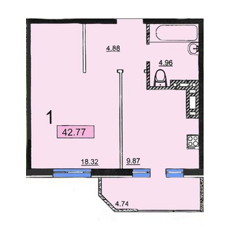 1-кімнатна 42.77 м² в ЖК Одеський від забудовника, Одеса