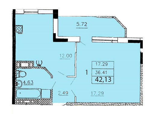 1-комнатная 42.13 м² в ЖК Одесский от застройщика, Одесса