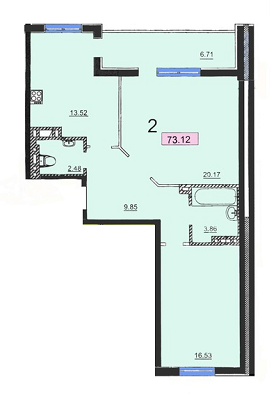 2-комнатная 73.12 м² в ЖК Одесский от застройщика, Одесса