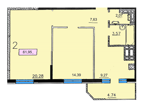 2-комнатная 61.95 м² в ЖК Одесский от застройщика, Одесса