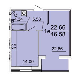 1-комнатная 46.58 м² в ЖК Оскар от застройщика, Винница