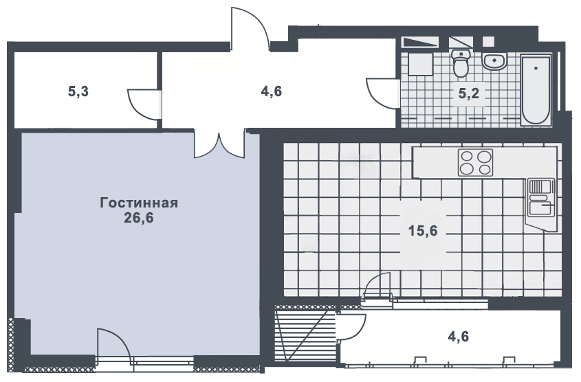 1-комнатная 66.7 м² в ЖК Панорама на Печерске от застройщика, Киев