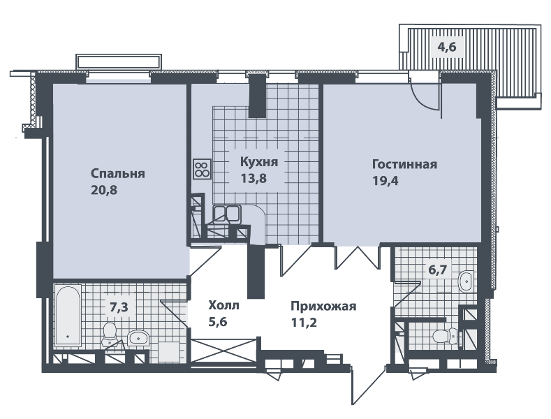 2-комнатная 85.7 м² в ЖК Панорама на Печерске от застройщика, Киев