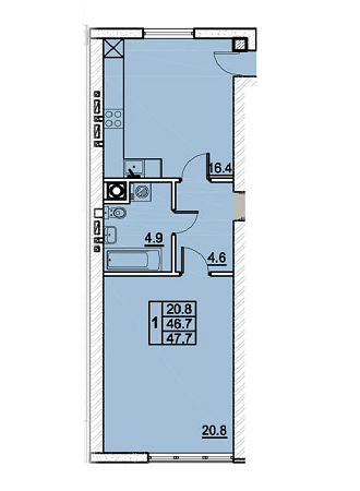 1-комнатная 47.7 м² в ЖК Панорамный от 25 000 грн/м², Львов