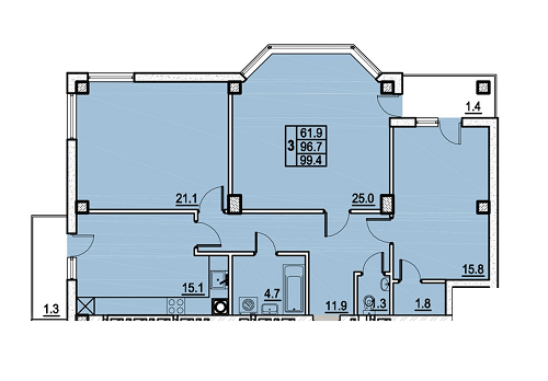 3-комнатная 99.4 м² в ЖК Панорамный от 23 000 грн/м², Львов