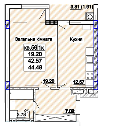 1-комнатная 44.48 м² в ЖК Парк Авеню от 31 050 грн/м², Львов