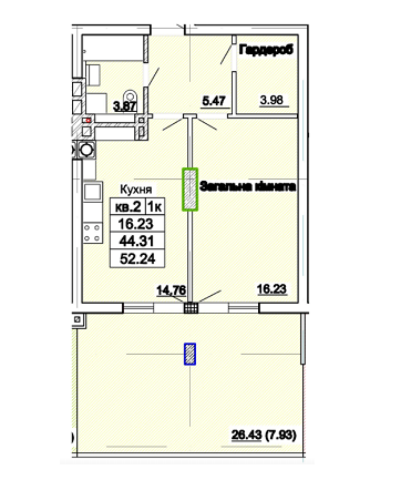 1-комнатная 52.24 м² в ЖК Парк Авеню от 26 750 грн/м², Львов