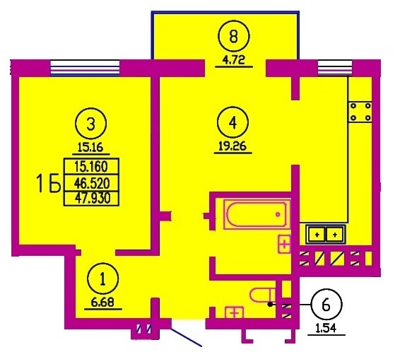 1-комнатная 47.93 м² в ЖК Паркове містечко от застройщика, г. Вараш