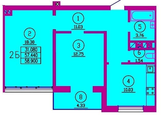 2-кімнатна 58.9 м² в ЖК Паркове містечко від забудовника, м. Вараш