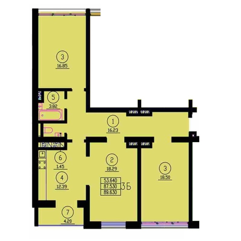 3-кімнатна 89.63 м² в ЖК Паркове містечко від забудовника, м. Вараш