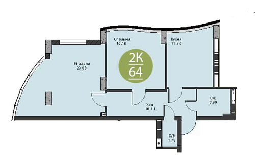 2-комнатная 64 м² в ЖК Parus от 27 350 грн/м², Ивано-Франковск