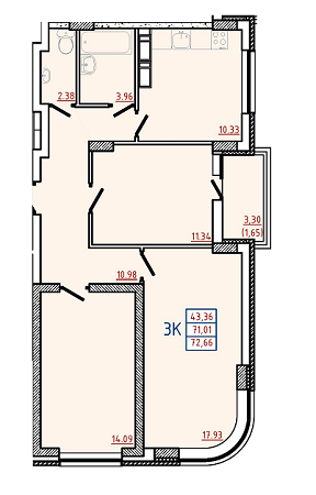 3-комнатная 72.66 м² в ЖК Цветной бульвар от 15 150 грн/м², г. Черноморск