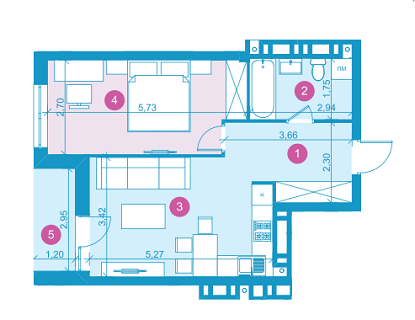 1-комнатная 47.1 м² в ЖК Парус Life от застройщика, Львов