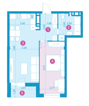 1-комнатная 54.76 м² в ЖК Парус Life от застройщика, Львов