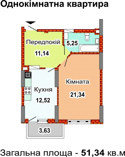 1-кімнатна 51.34 м² в ЖК Перовський від забудовника, Київ