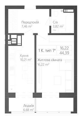 1-комнатная 44.39 м² в ЖК Пионерский квартал от 17 600 грн/м², г. Вишневое