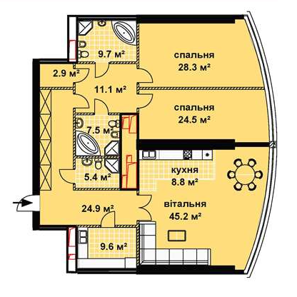 3-комнатная 177.9 м² в ЖК по Кловскому спуску, 7 от застройщика, Киев