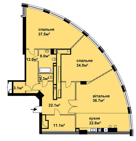 3-комнатная 190 м² в ЖК по Кловскому спуску, 7 от застройщика, Киев