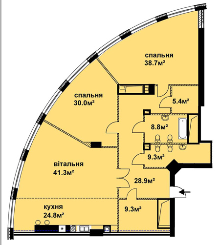 3-комнатная 196.5 м² в ЖК по Кловскому спуску, 7 от застройщика, Киев