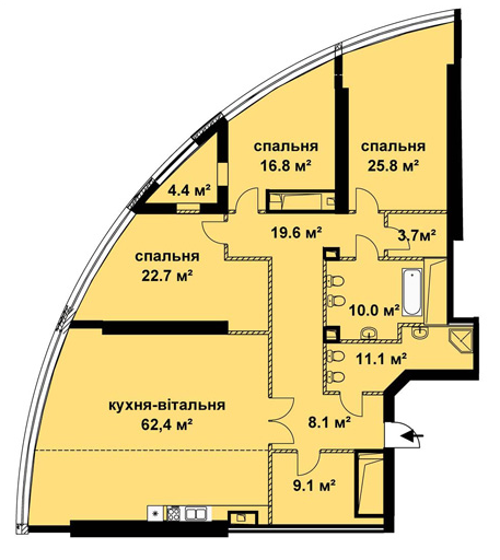5+ кімнат 193.7 м² в ЖК на Кловському узвозі, 7 від забудовника, Київ